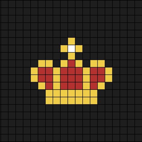 A small pixel art template of the royals' crown (red and gold) by Happy-Panda-4-13. Crown Pixel Art, Small Pixel Art Ideas, Pixel Art Pattern Easy, Pixel Art Facil, Pixel Art Small, Small Pixel Art, Pixel Art Animals, Griffonnages Kawaii, Pixel Art Minecraft