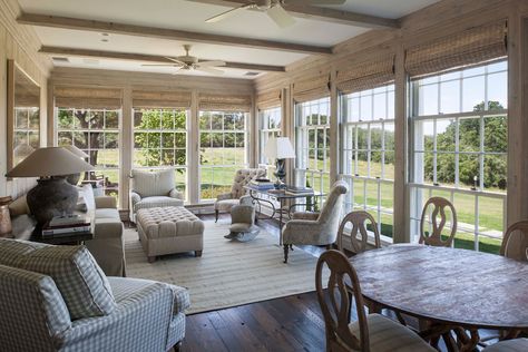 Garden Room - Texas Hill Country Estate Designed by Curtis & Windham Architects Sunroom With Beams, Extended Porch Ideas, Farmhouse Sunroom, Large Sunroom, Sunroom Dining, Cozy Sunroom, Ideas Terraza, Small Sunroom, Architects House