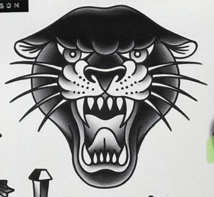 Panther Tattoo Meaning, Traditional Tattoo Outline, Traditional Panther Tattoo, Skitse Bog, Black Panther Tattoo, Big Cat Tattoo, Traditional Black Tattoo, Traditional Tattoo Old School, Traditional Tattoo Inspiration