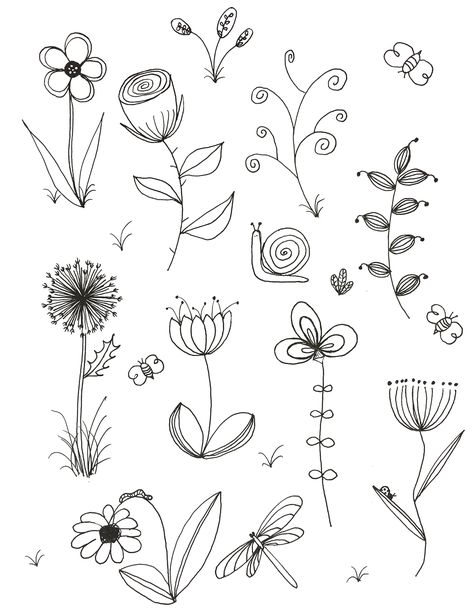 My original art, inspired by many.  Doodle, flower, line drawing, tattoo, garden, plants Line Drawing Tattoos, Arte Doodle, Doodle Flowers, Flower Line Drawings, Drawing Eyes, Floral Doodle, Doodle Tattoo, Doodle Inspiration, Flower Sketches