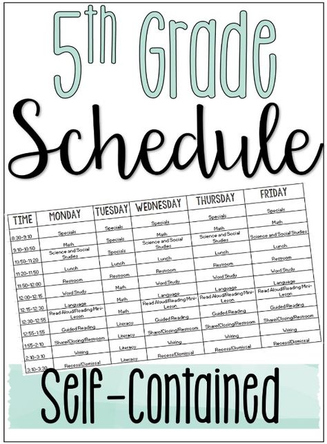 5th Grade Schedule (Self-Contained) - Teaching with Jennifer Findley Homeschool Schedule 5th Grade, 5th Grade Homeschool Schedule, Teachers Schedule, Fifth Grade Worksheets, Schedule Ideas, Jennifer Findley, Teaching 5th Grade, Self Contained Classroom, Math Graphic Organizers