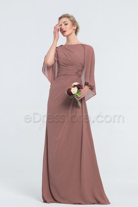 Full Length Bridesmaid Dresses, Gowns Dresses Bridesmaid, Brides Maids Dresses Modest, Modest Brown Dress, Satin Gown Bridesmaid With Sleeves, Jewish Bridesmaid Dresses, Plus Size Bridesmaid Dresses With Sleeves Long Maid Of Honor, Bridesmaid Long Dress, Modest Bridesmaids Dress