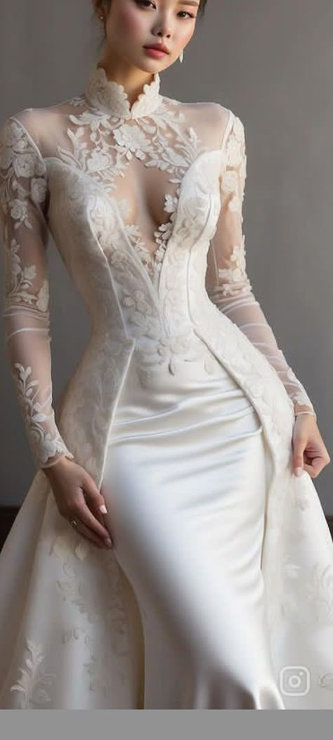 Bridal Mom Dress, Classy Wedding Dress, Gaun Fashion, Stylish Wedding Dresses, Fancy Wedding Dresses, Womens Wedding Dresses, Dream Wedding Ideas Dresses, Long Sleeve Gown, فستان سهرة