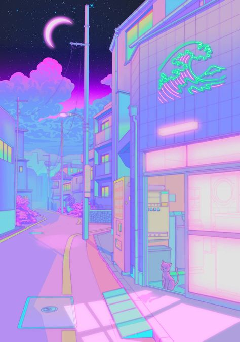 Kyoto Poster, Tower City, ポップアート ポスター, Vaporwave Wallpaper, Vaporwave Art, 그림 낙서, Japon Illustration, Vaporwave Aesthetic, Year Of The Rabbit