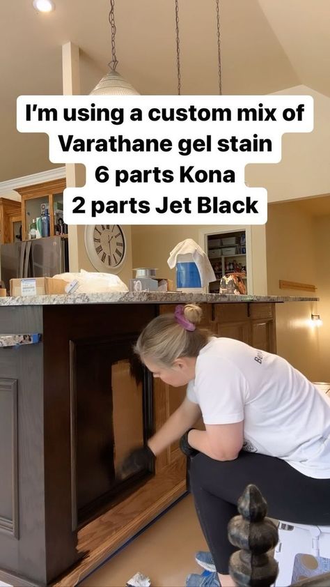 Honey Oak Gel Stain, Gel Stain Over Painted Cabinets, Gel Staining Kitchen Cabinets, Dark Stained Oak Cabinets, Dark Wood Stain Cabinets, Gel Stain Before And After, How To Stain Kitchen Cabinets Darker, Gel Stain Kitchen Cabinets Before And After, Dark Brown Stained Kitchen Cabinets