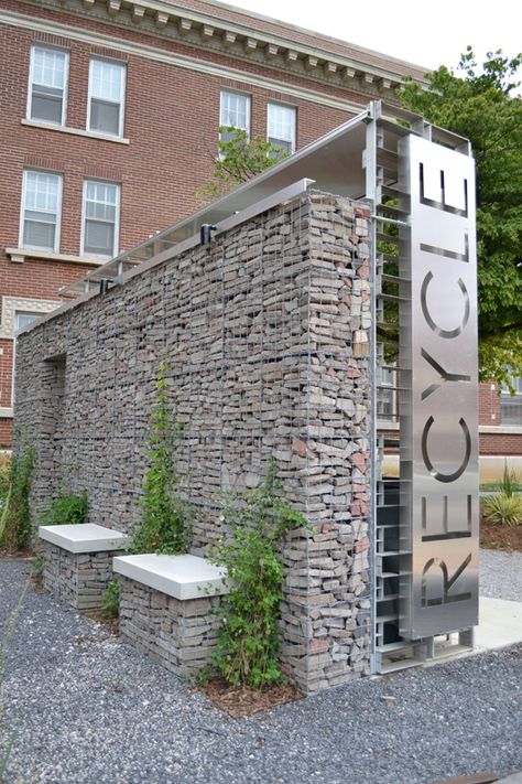 University Of Memphis, Gabion Fence, Gabion Wall, Plants Growing, Wayfinding Signage, Street Furniture, Retaining Wall, Landscape Walls, Stone Wall