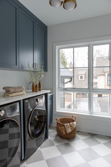 Washington Street - Transitional - Laundry Room - Chicago - by M House Development | Houzz Shingle Style Homes, Laundry Room Renovation, Laundry Room Remodel, Laundry Room Inspiration, Blue Cabinets, Laundry Mud Room, Doing Laundry, Rooms Reveal, Laundry Room Makeover