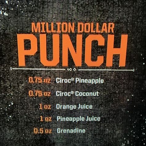 Million Dollar Punch using Ciroc. Had me at coconut! Bar Rescue Recipes, Bar Rescue Drinks Recipes, Mix Drink Recipes, Adult Drinks Alcohol, Bar Drink Recipes, Tequila Recipes, Mixology Drinks, Ciroc Recipes, Bar Rescue