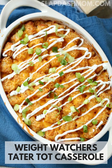 Healthy Tater Tot Casserole No Canned Soup, Ww Recipes Vegetarian, Low Carb Tater Tot Casserole, Easy Ww Casserole Recipes, Healthier Tater Tot Casserole, Tater Tot Casserole Healthy, Ww Tater Tot Casserole, Weight Watcher Easy Dinner, Healthy Ww Recipes