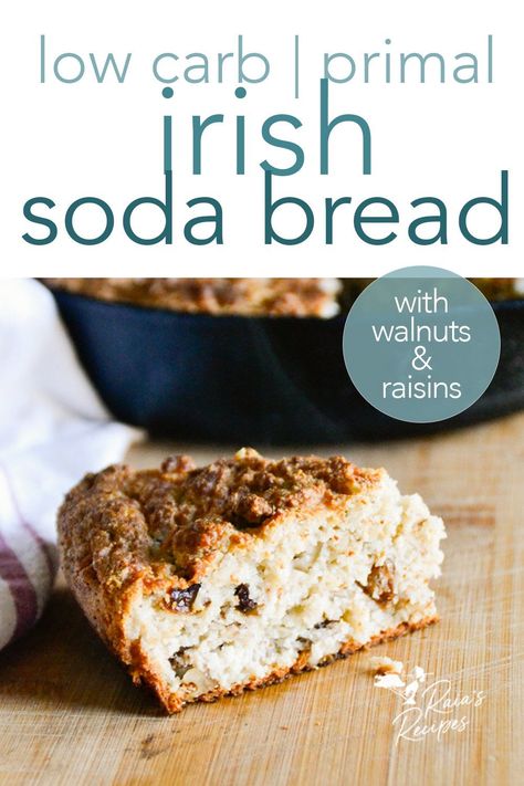 For a healthy and delicious version of the traditional bread, this grain-free Irish soda bread is a favorite at my house! #irish #sodabread #grainfree #primal #lowcarb #glutenfree #raisins #walnuts #traditional #bread #spotteddog Paleo Irish Soda Bread, Soda Bread With Raisins, Bread With Raisins, Clean Eating Food List, Grain Free Breakfast, Spotted Dog, Clean Eating For Beginners, Irish Soda, Irish Soda Bread