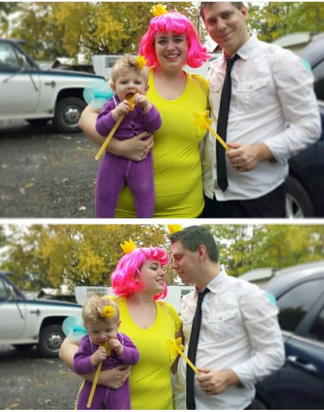 Halloween 2015 family costume cosmo, wanda, and poof from the fairy odd parents Cosmo Wanda And Poof Costume, Fairly Odd Parents Costume Family, The Fairy Odd Parents, Odd Parents Costume, Fairly Odd Parents Costume, Cosmo Wanda, Creative Pumpkin Decorating, Cosmo And Wanda, Fairly Odd Parents