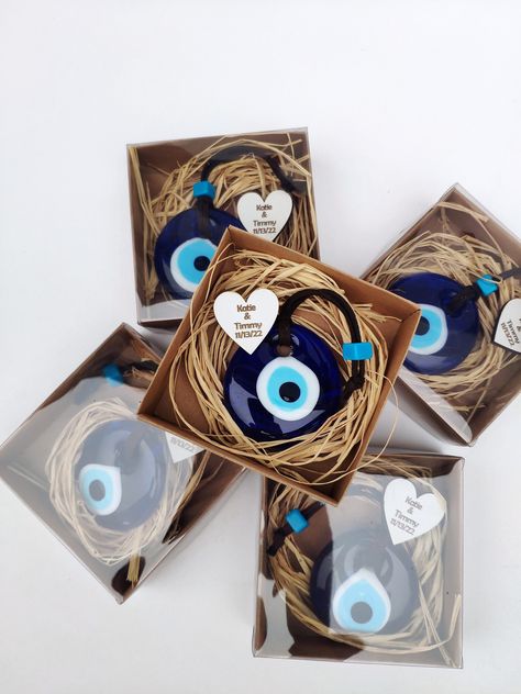 Boho Wedding Favors, Wedding Gifts Unique, Boho Wedding Favours, Baby Giveaways, Blue Wedding Favors, Evil Eye Blue, Personalised Wooden Gifts, Bad Energy, Giveaway Gifts