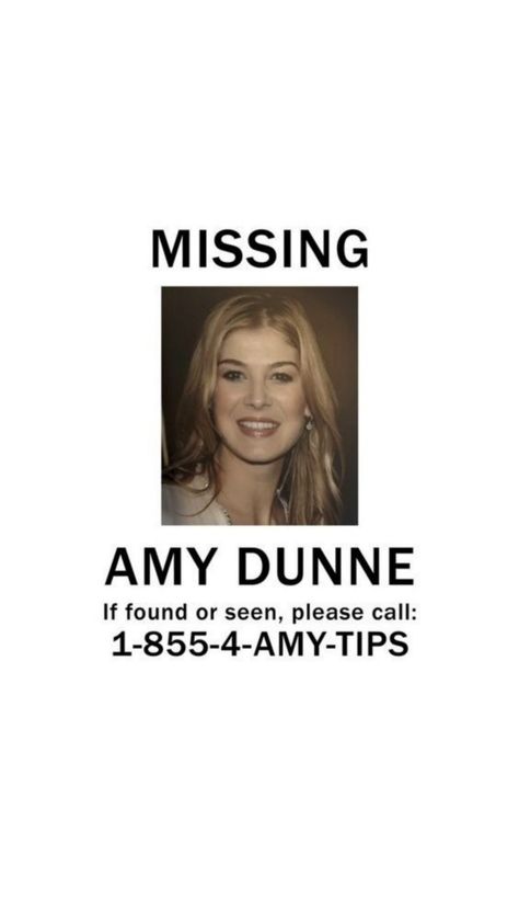 Amy Dunne missing poster Missing Amy Dunne, Amy Dunne Missing Poster, Amy Dunne Poster, Amy Elliot Dunne Aesthetic, Gone Girl Halloween Costume, Amy Dunne Icons, Amy Dunne Halloween Costume, Gone Girl Costume, Gone Girl Wallpaper