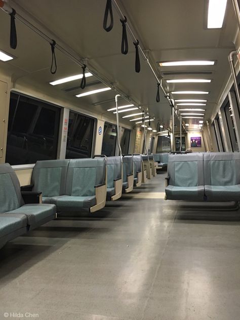 Bart Train Aesthetic, Train Liminal Space, Dreamcore Train, Liminal Space Train, Inside Of Train, Bart Train, Train Inside, Bay Area Rapid Transit, Train Aesthetic