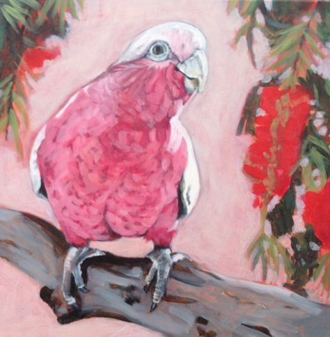 Galah Painting, Quirky Birds, Parrot Art, Bird Painting Acrylic, Quilted Cushion, Parrots Art, Bird Paintings, Australian Wildlife, Australian Birds