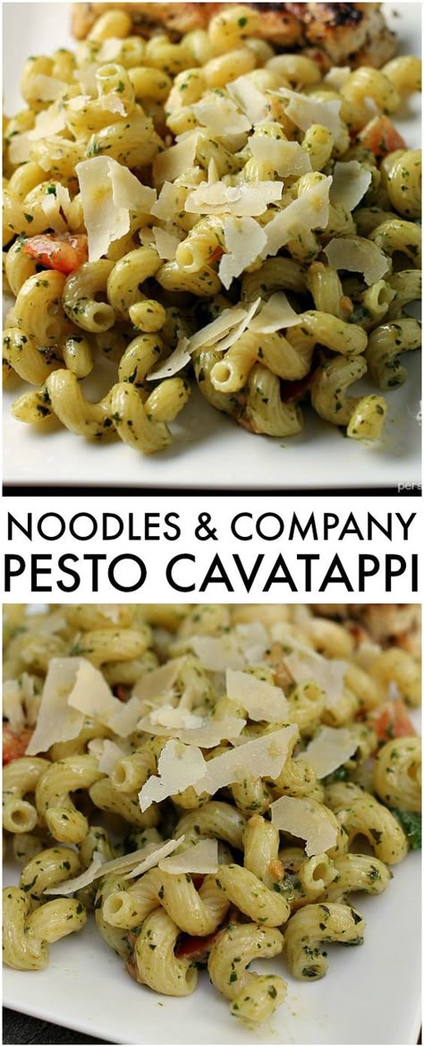 Chicken Pesto Cavatappi, Pesto Cavatappi Noodles And Company, Noodles And Company Pesto Cavatappi, Noodles Pesto Cavatappi Recipe, Noodle And Company Recipes, Easy Cavatappi Pasta Recipes, Chicken Cavatappi, Pesto Cavatappi Recipe, Pesto Cavatappi