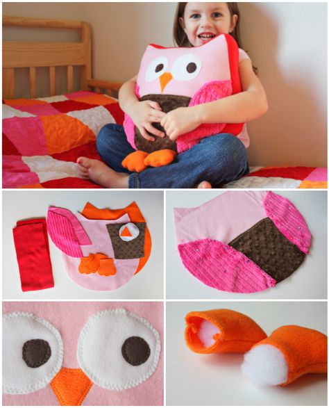 Diy Owl Pillows, Owl Pillow Pattern, Owl Sewing Patterns, Diy Owl, Owl Sewing, Owl Cushion, Sewing Cushions, Owl Fabric, Owl Pillow