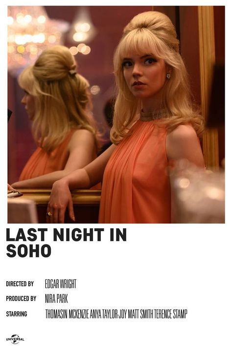 Anya Taylor Joy Poster, Sandy Last Night In Soho, Last Night In Soho Sandy, Sandie Collins, Joy Movie, Last Night In Soho, Polaroid Movie Poster, Edgar Wright, Movie Card