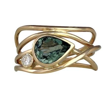 Green Horizon Bubbles and Wake Tourmaline Diamond Gold Beach Ocean Inspired Jewellery Shops, Smaragd Ring, Nature Inspired Engagement Ring, Kay Jewelers, Jewellery Gold, Jewellery Store, Designer Engagement Rings, Green Tourmaline, Coventry