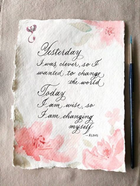 Watercolor Calligraphy Quotes, Poetry Artwork, Watercolor Quotes, Calligraphy Art Quotes, Gift Calligraphy, Calligraphy Quotes Doodles, Calligraphy Quote, Pots Diy, Watercolor Quote