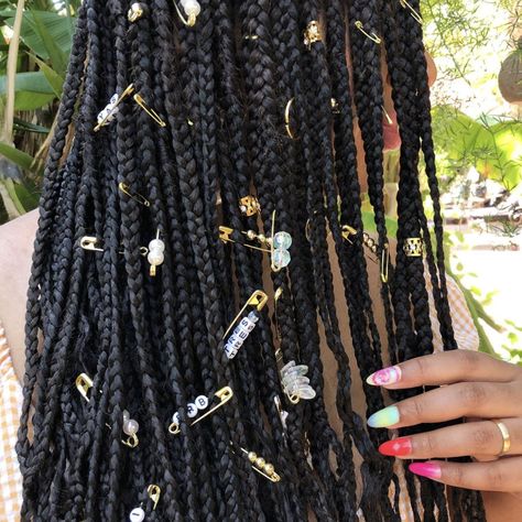 Box Braids Accessories, Box Braid Accessories, Braids Accessories, Braid Accessories, Tie Dye Nails, Braid Jewelry, Cute Box Braids Hairstyles, Jumbo Braids, Braids Hair