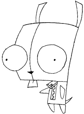 Invader Zim Drawing Easy, Invader Zim Painting, Weird Drawings Easy, Gir From Invader Zim, Easy Cartoon Characters, Nirvana Album, Makeup Courses, Invader Zim Characters, Draw Step By Step