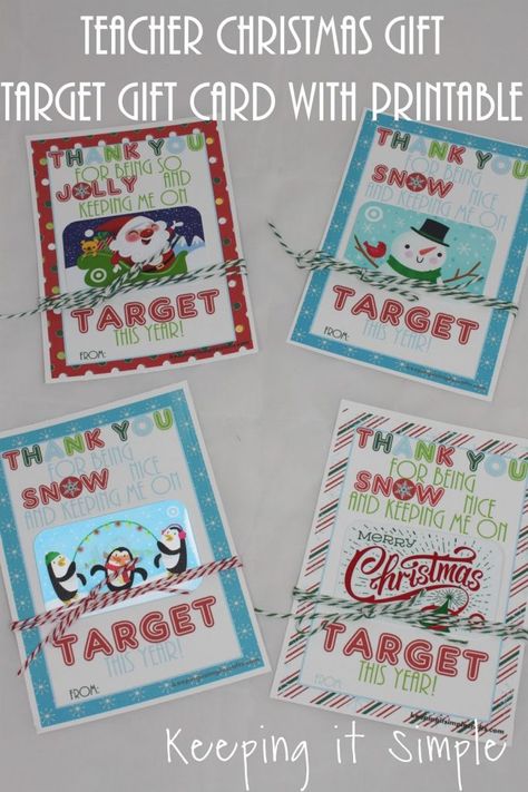 Need a teacher Christmas gift idea? Give them something that you know they will love, a Target gift card! Dress it up with this adorable printable. Daycare Gifts, Target Gift Card, Teacher Christmas Gift, Teacher Gift Card, Target Christmas, Christmas Spider, Appreciation Ideas, Printable Gift Cards, Target Gift Cards