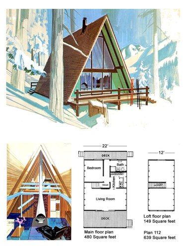 Classic Design for a Low-Budget A-Frame – Project Small House Small A Frame Cabin, A Frame Floor Plans, Frame House Plans, A Frame Cabin Plans, Casa Hobbit, Triangle House, A Frame Cabins, A Frame House Plans, Frame Cabin