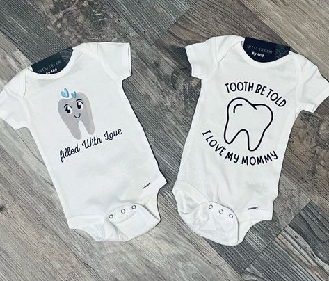 Custom gift, dental, dental assistant, dentist, tooth, tooth be told, baby shower, newborn, onesie Artsy Decor, Dental Assistant, Onesies, Baby Onesies, Cricut, Parenting, Photo And Video, Instagram Photos, Instagram Photo