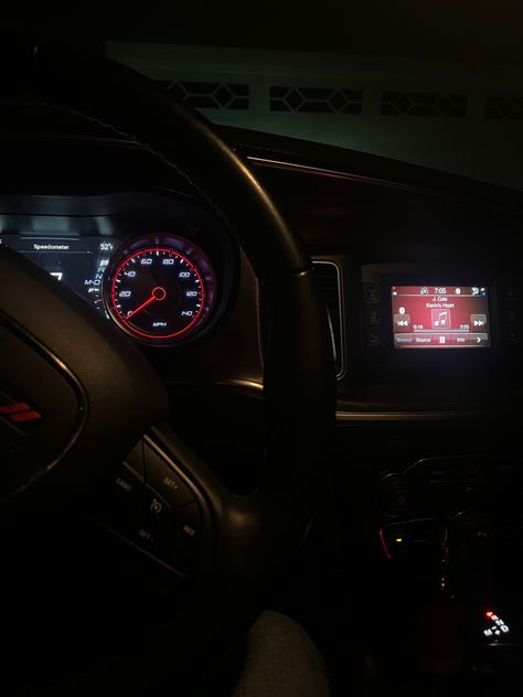 Driving Dodge Charger At Night, Dodge Charger Inside, Dodge Charger Aesthetic, Dodge Charger Interior, Durango Hellcat, Dodge Hellcat, Car Selfies, Dodge Charger Sxt, Inside Car