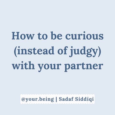 One of the most effective ways to respond - instead of react- to something you don’t like is by becoming curious about it.

Judgement is one of the fastest ways to put someone on the defense while curiosity can lead to more understanding.

This is an example of a safe way to communicate 🫶🏼

--
#healthyboundaries #couplestherapy #relationshiptips #secureattachment #nervoussystem #yourbeing #sadafsiddiqi #selfawarness Be Curious, Healthy Boundaries, Couples Therapy, Ways To Communicate, Nervous System, Relationship Tips, Healthy Relationships, Defense, Quick Saves