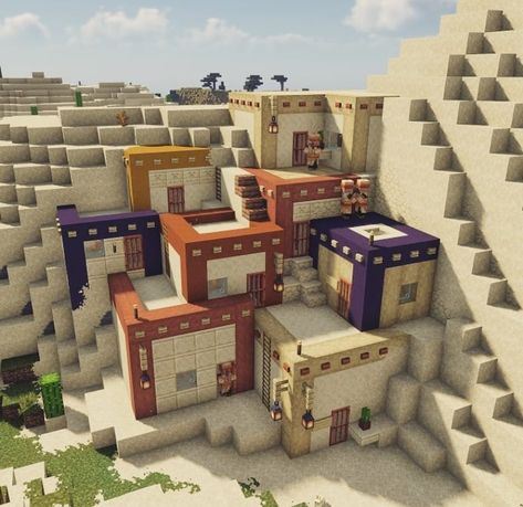 Minecraft Houses Dimensions, Minecraft Big Wall Designs, Minecraft Terakota House, Underground Market Minecraft, Minecraft Fort Ideas, Badlands Builds Minecraft, Minecraft Village Themes, Minecraft Railroad Station, Minecraft Rooftop Ideas