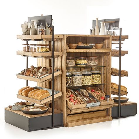 BD026 | Bakery Island | Linkshelving | Rustic Display Equipment Shop Shelving, Bakery Shop Design, Bakery Store, Grocery Store Design, Bakery Decor, Bakery Display, Supermarket Design, Coffee Shops Interior, Gift Shops