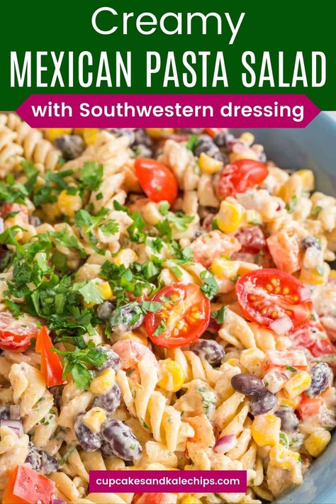 Creamy Mexican Pasta, Southwestern Dressing, Pasta Salad Recipes Cold, Gluten Free Pasta Salad Recipes, Mexican Pasta Salad, Gluten Free Pasta Salad, Vegetarian Pasta Salad, Mexican Pasta, Pasta Flour