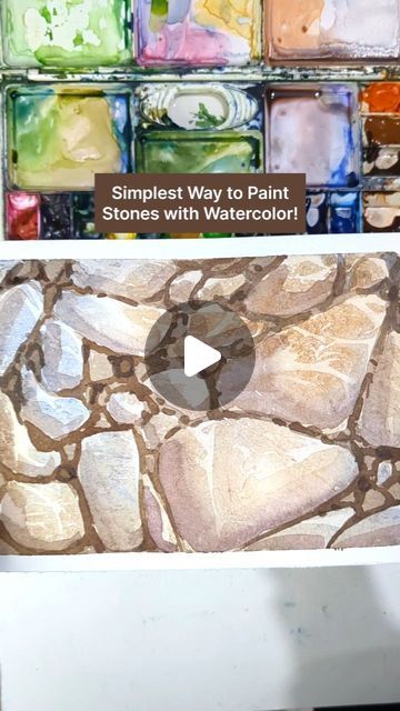 Irshad Ahmad Ansari on Instagram: "Unveiling the art of painting realistic stones with Watercolor! 🎨✨  Dive into this simple technique:  wet your paper, blend ultramarine blue and burnt sienna for a soft base, then watch textures unfold under plastic wrap.  Define stones with negative space and add shadows for depth!  Try it yourself and witness the magic of Watercolor!  Save this reel, share the creativity, and join me for more inspiring tips!   Happy painting! 🌟  Inspiration from @blompling✨  #WatercolorStones #ArtisticTextures #PaintingTechniques #WatercolorTutorial #ArtInspiration #CreativeProcess #ArtisticJourney #HappyPainting #ArtTips #WatercolorMagic #LearnToPaint #ArtistsOnInstagram #DIYArt #CreativeIdeas #ArtisticSkills #watercolorhacks #WatercolorTips #watercolorlearning" Negative Painting Watercolor, Watercolor Negative Painting, Negative Painting, Painting Realistic, Art Of Painting, Happy Painting, Watercolor Architecture, Watercolor Tips, Ultramarine Blue