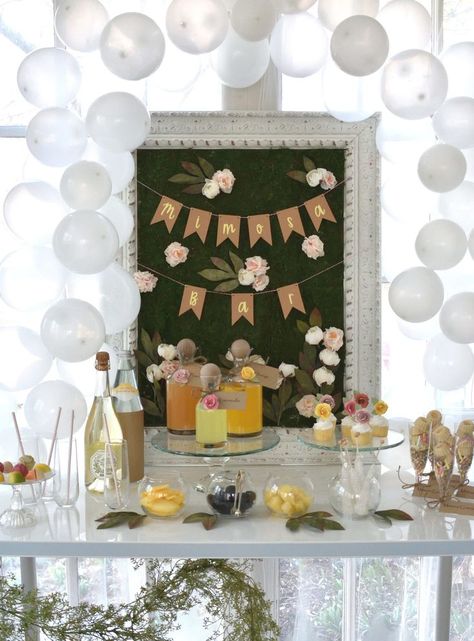 mimosa bar/bubbly bar/ drink stations/ beverage ideas/ spring entertaining/ spring party/ party inspiration/ party table/ mimosa bar ideas/ spring celebrations/#mimosabar #springvibes #partybeverages #bubblybar #barcartinspiration Drink Stations, Spring Entertaining, First Communion Party, Bubbly Bar, Bar Inspiration, Wedding Party Table, Communion Party, Fruit Decorations, Mimosa Bar