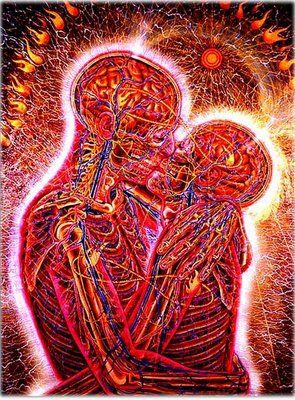 love under the skin Energy Art Spiritual, Alex Gray Art, Twin Flame Art, Indian Philosophy, Soul Ties, Alex Grey, Flame Art, Art Spiritual, Twin Flame Love