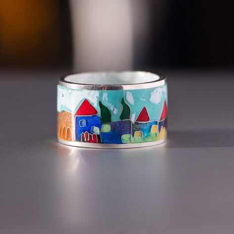 Cloisonne Enamel Jewelry, Designer Silver Jewellery, Cloisonne Enamel, Enamel Ring, Silver Prices, Enamel Jewelry, Silver Enamel, Ring Handmade, Art Jewelry