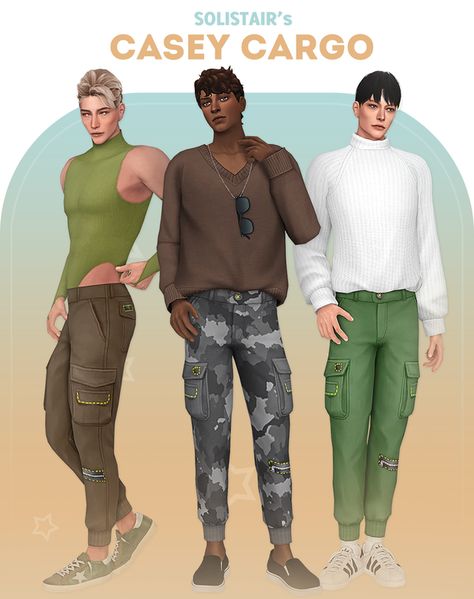 Casey Cargo Pants | Solistair on Patreon Sims 4 Maxis Match Clothes Male, Stylish Cargo Pants, Los Sims 4 Mods, Male Sims, Sims 4 Men Clothing, Sims 4 Male Clothes, Cc Shopping, The Sims 4 Packs, Sims 4 Mm Cc