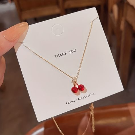 Faster shipping. Better service Cherry Necklace, Golden Red, Stainless Steel Chain Necklace, Mens Jewelry Necklace, Wedding Banquet, Red Necklace, Red Cherry, Royal Jewelry, Chain Necklaces