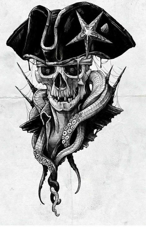 Pirate Skull Tattoos, Ship Tattoos, Inspirational Tattoo, Pirate Tattoo, Stencil Outline, Skull Sleeve Tattoos, Skull Sleeve, Skull Art Drawing, Nautical Tattoo