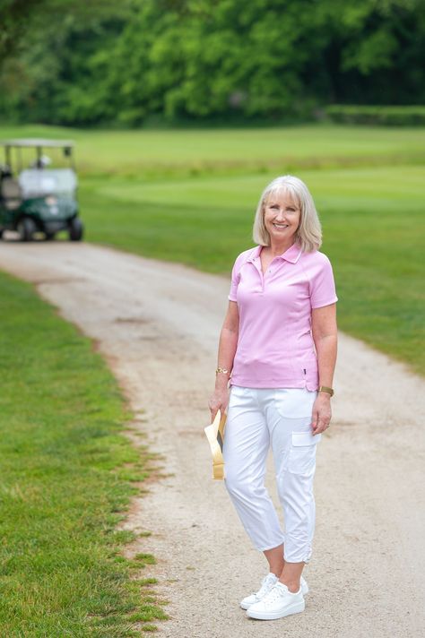 Golf Outfit for Women, pink polo top, Athletic clothes, sports, Golf, summer wardrobe, platform sneakers Golf Leggings, Leggings Outfit Ideas, Weather Activity, Dressed For My Day, Gold Leggings, Clothes For Women Over 50, Plus Size Looks, Summer Fashions, Pink Polo