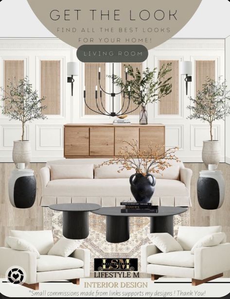 Beige Black Living Room Decor, Cream Living Room With Black Accents, Black White And Brown Living Room, Norre Media Console, Beige Black And White Living Room, Black And Cream Living Room, Desert Living Room, Modern Living Room Black, Beige Furniture