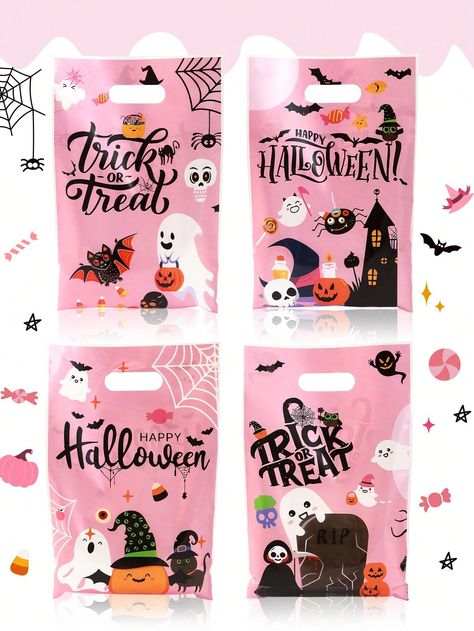 10/20/50pcs Halloween Party Favor Bags, Halloween Pink Theme Plastic Candy Gift Handbags Birthday Gift Warp Goodie Treat Bags For Halloween Party Theme Birthday Party Favors Supplies Fall Autumn Multicolor    PP     Event & Party Supplies, size features are:Bust: ,Length: ,Sleeve Length: Halloween Shoulder Bag Gift, Pink Halloween Goody Bags, Spooky One Gift Bags, Pastel Halloween Party Favors, Rectangular Halloween Gift Shoulder Bag, Treat Bags For Halloween, Halloween Gift Bags, Halloween Pink, Pink Theme