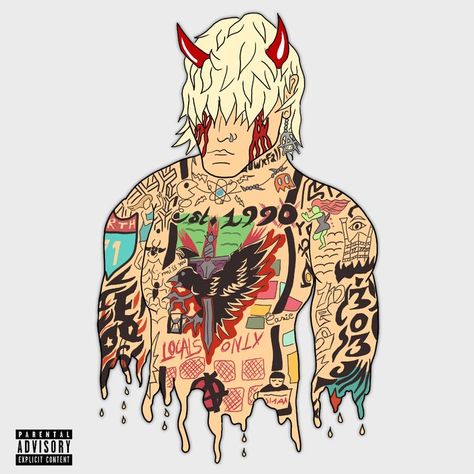 Concept cover I did for MGK's upcoming album : "born with horns" Born With Horns, Music Designs, Music Design, Cover Art, Princess Zelda, Humanoid Sketch, Zelda Characters, Music, Fictional Characters