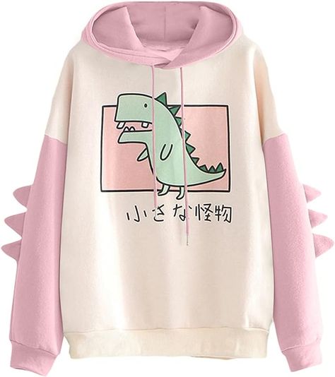 The hoodies & sweatshirts features dinosaur shape design suitable for women teen girls boys juniors,Cute dinosaur spines drawstring hoodies, pullover closure sweatshirt,Long sleeve, pullover hoodie women, easy wear on and off. Cute and unique design.Comes in many sizes and colors. Unique dinosaur shape ,Cute and unique design,Drawstring aesthetic hoodie,juniors hoodies for teen girls.This long sleeve sweatshirts for teen girls women,pullover hoodies style is easily to dress up or dress down. Printed Hoodies Sweatshirts, Contrast Hoodie, Oversize Pullover, Winter Sweatshirt, Dinosaur Print, Girls Long Sleeve, Casual Girl, Casual Pullover, Casual Hoodie