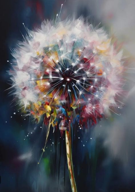 Raining Flowers, Nature Inspired Painting, Dandelion Tattoo Design, Fairy Photography, Dandelion Painting, Dynamic Painting, Scratchboard Art, Abstract Flower Art, Abstract Floral Art