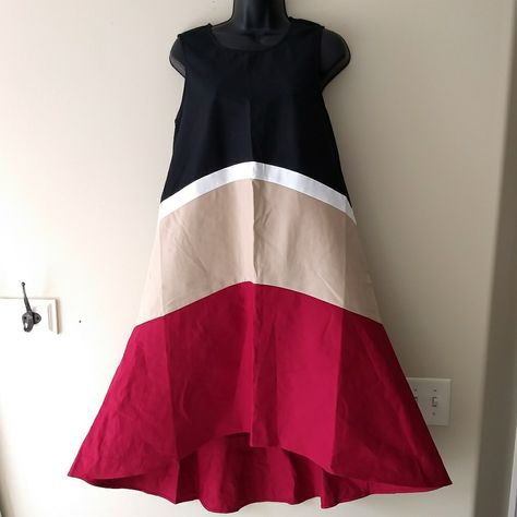 The Limited Hi Low Trapeze Dress. Classic Black, White, Tan And Red Color Blocking. Thick High Quality Fabric. Measures About 17.5" Flat Across The Chest, 38" From Shoulder To Hem In The Front And 46" In The Back. Sizing Is Very Open. New With All Tags And Extra Nautical Button For The Back. Would Look Great Belted Also. High Low Chiffon Dress, Taupe Dress, White Long Sleeve Dress, Tie Front Dress, Hi Low Dresses, Trapeze Dress, Sleeveless Dress Summer, Shirt Dress Style, Navy Lace