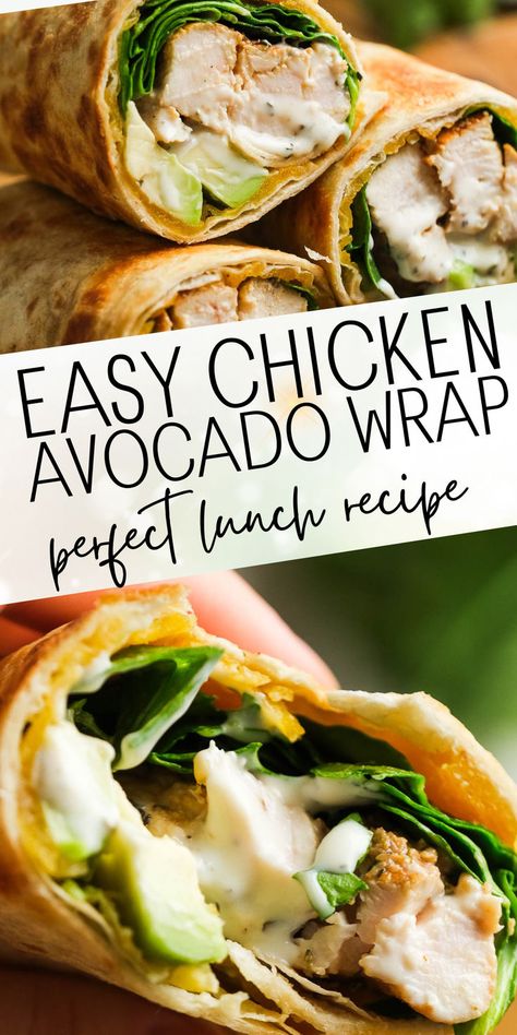 These chicken avocado wraps are the perfect quick, healthy lunch recipe! This high-protein meal can be low-carb or gluten-free and is easy to make ahead of time and pack in your lunch box! Low Carb High Protein Lunch, Leftover Chicken Recipe, Low Carb Wrap Recipes, Light Chicken Recipes, Leftover Chicken Recipes Easy, Avocado Wraps, Chicken Avocado Wrap, High Protein Lunch Ideas, Best Lunch Recipes