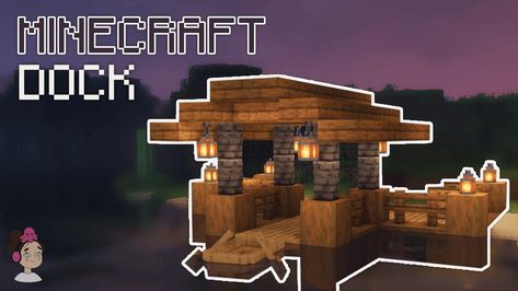 Minecraft Fishing Dock Easy, Minecraft Fishing Dock Small, Cute Minecraft Dock, Dock House Ideas, Minecraft Dock House, Minecraft Dock Ideas, Minecraft Dock Design, Minecraft Fishing Dock, Minecraft Dock